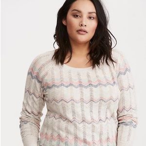 TORRID POINTELLE KNIT CHEVRON SWEATER